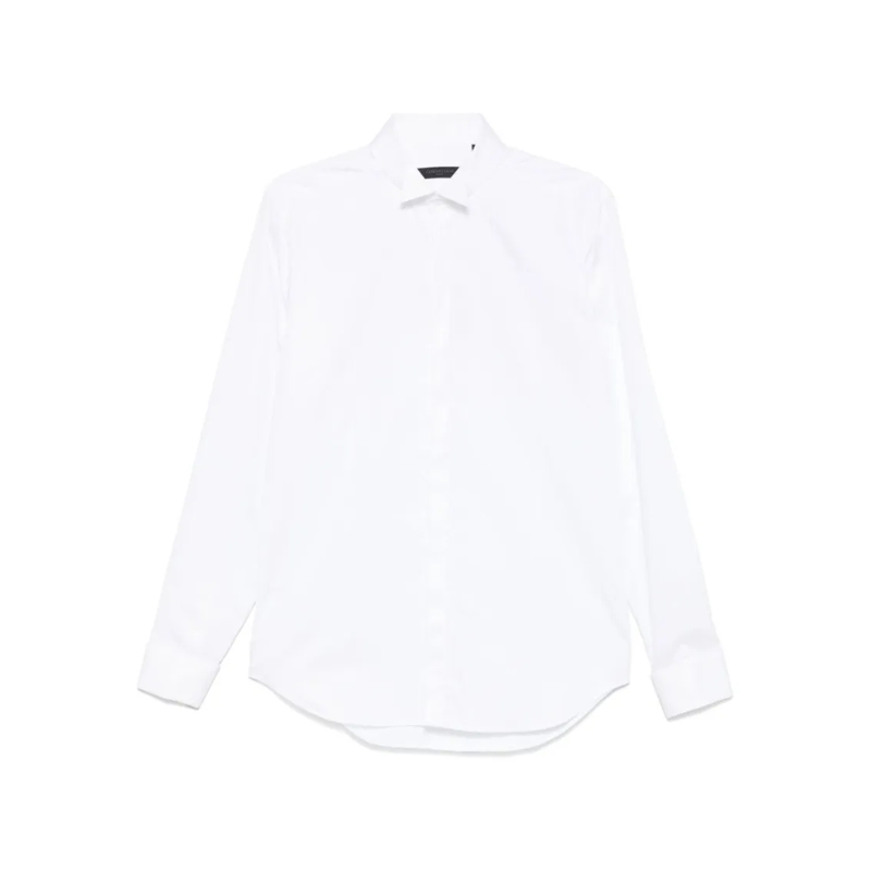 Corneliani Overhemd Refined White Cotton Shirt With Pointed Collar White