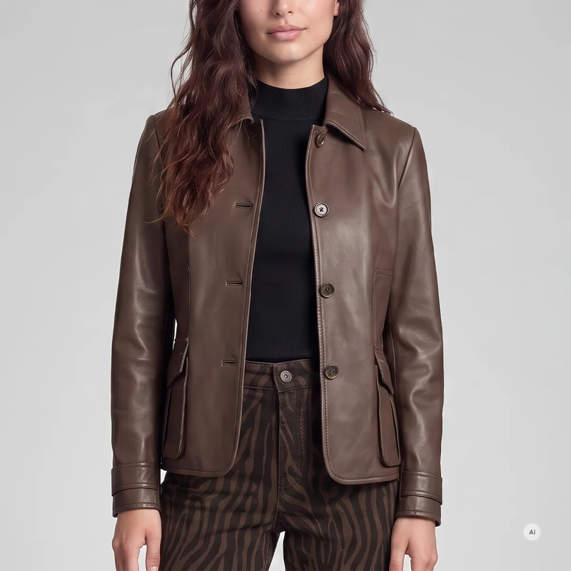 Marc Aurel Blazer Blazer- mit Armriegel- weiches Faux Leather- m braun(Image 3)