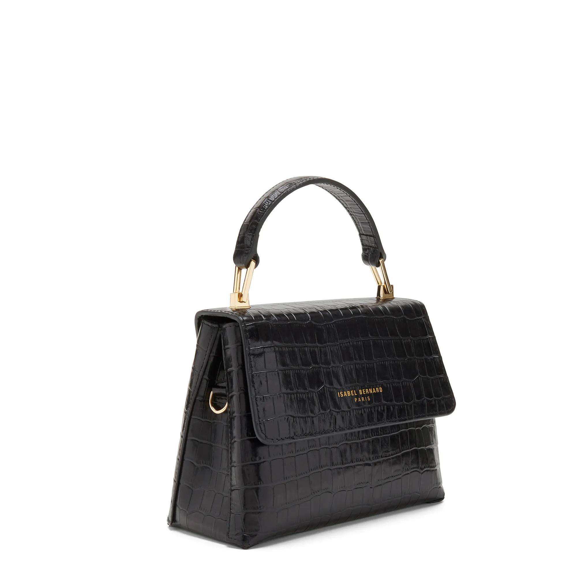 Isabel Bernard Femme Forte Heline Croco Black Calfskin Leather