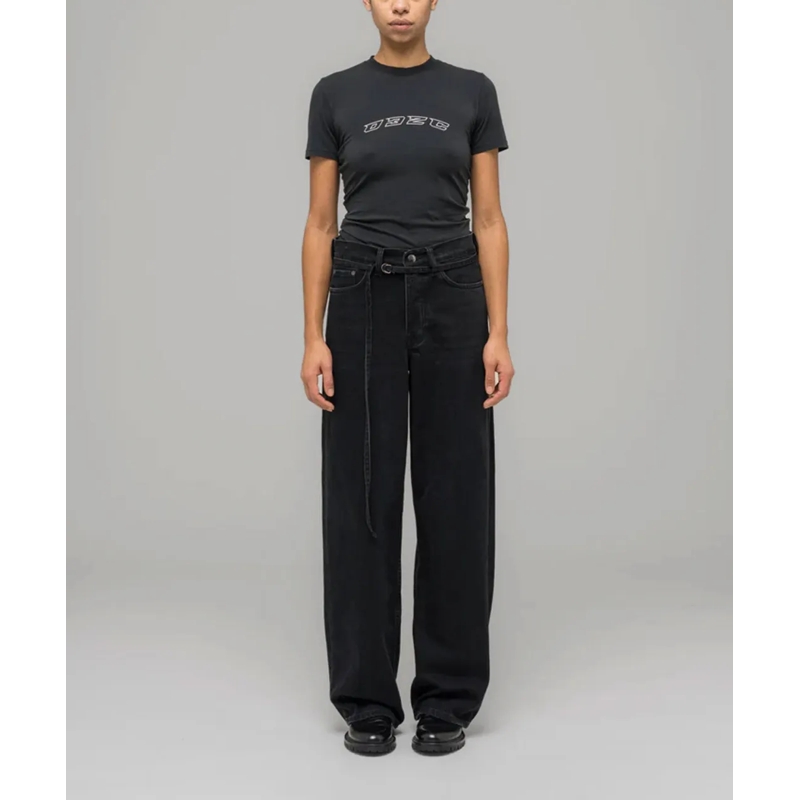 032c Jeans Wide-Leg Black Jeans With High Waist Black