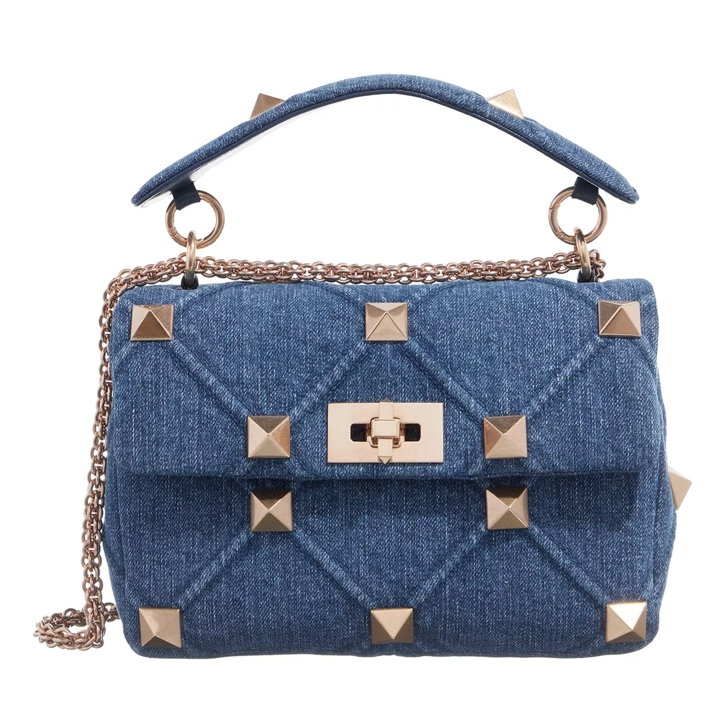 Small Roman Stud The Handle Bag In Denim for Woman in Denim