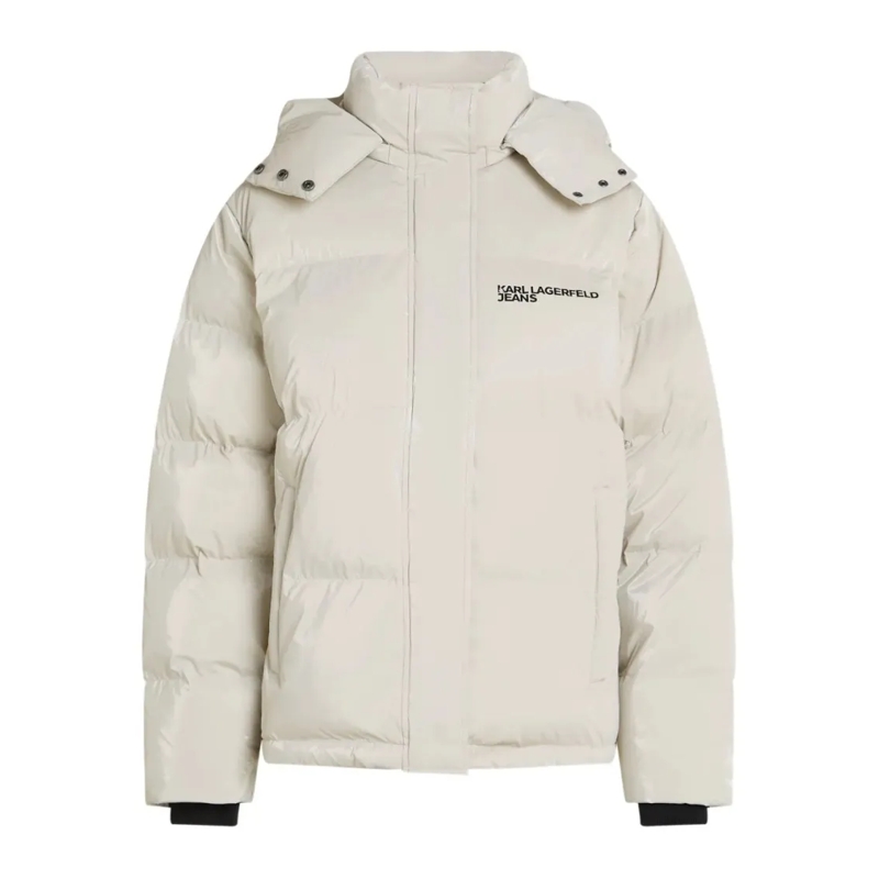 Karl Lagerfeld  Structured Giubbino Jacket With Fitted Waist White