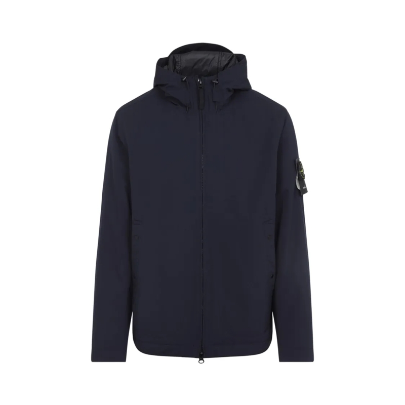 Stone Island Parka Durable Black Coat With Hood Blue