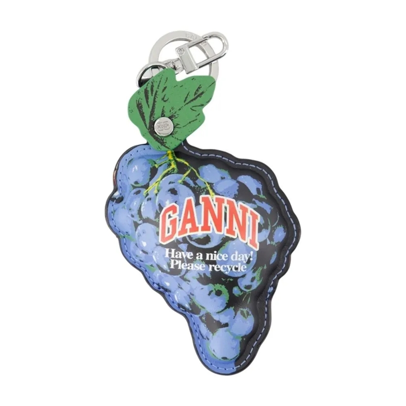 GANNI Porte-monnaie Grape Wallet - Leather - Blue Blue