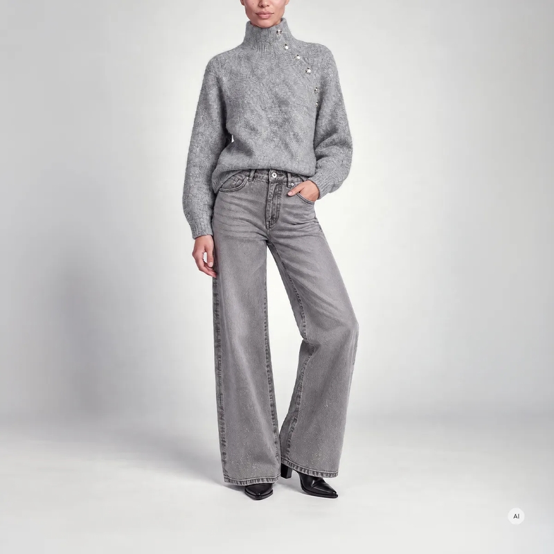 Marc Aurel Pullover Pullover mit Knopfdetail grau(Image 2)