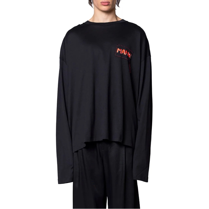 Marni T-Shirt LOGO STITCH T-SHIRT LONG SLEEVE BLACK schwarz