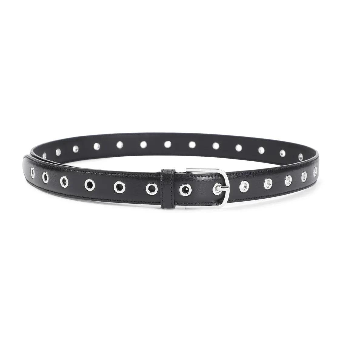 TOTEME Gürtel - Eyelet Black Cow Leather Belt - Gr. 70 - in Grau - für Damen