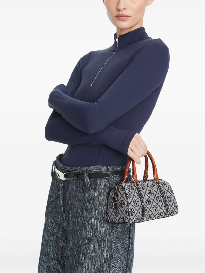TORY BURCH Hobo bags T Monogram Mini Barrel Bag in grijs