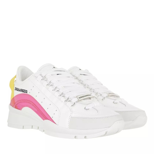 Dsquared2 Lace Up Sneakers White/Fuchsia/Yellow Low-Top Sneaker