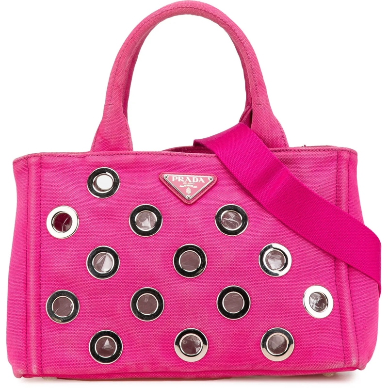 Prada Schultertasche Small Canvas Canapa Grommet Satchel rose