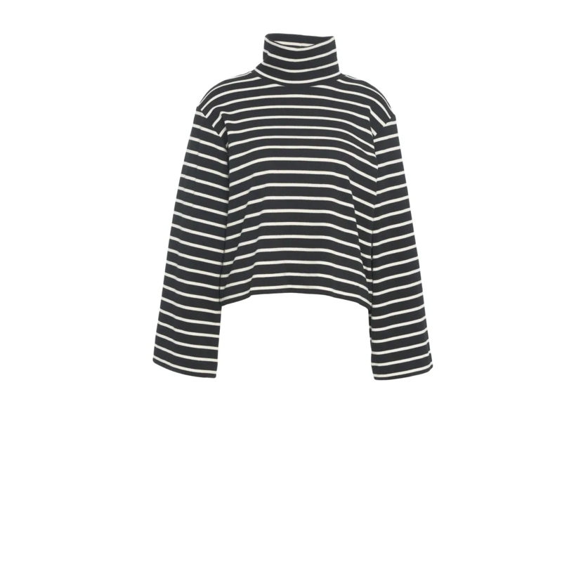 8Pm Haut à manches longues High-Neck Oversized Dolcevita T-Shirt With Contras Grey