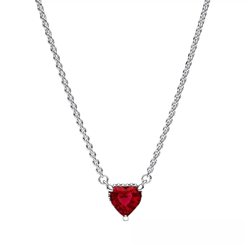 Pandora Kurze Halskette Heart sterling silver collier with cherries jubile Red