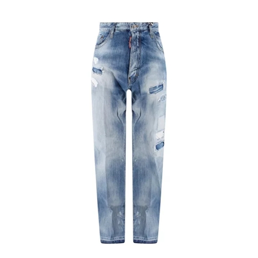 Dsquared2 Cotton Jeans With Leather Logo Tag Blue Jeans