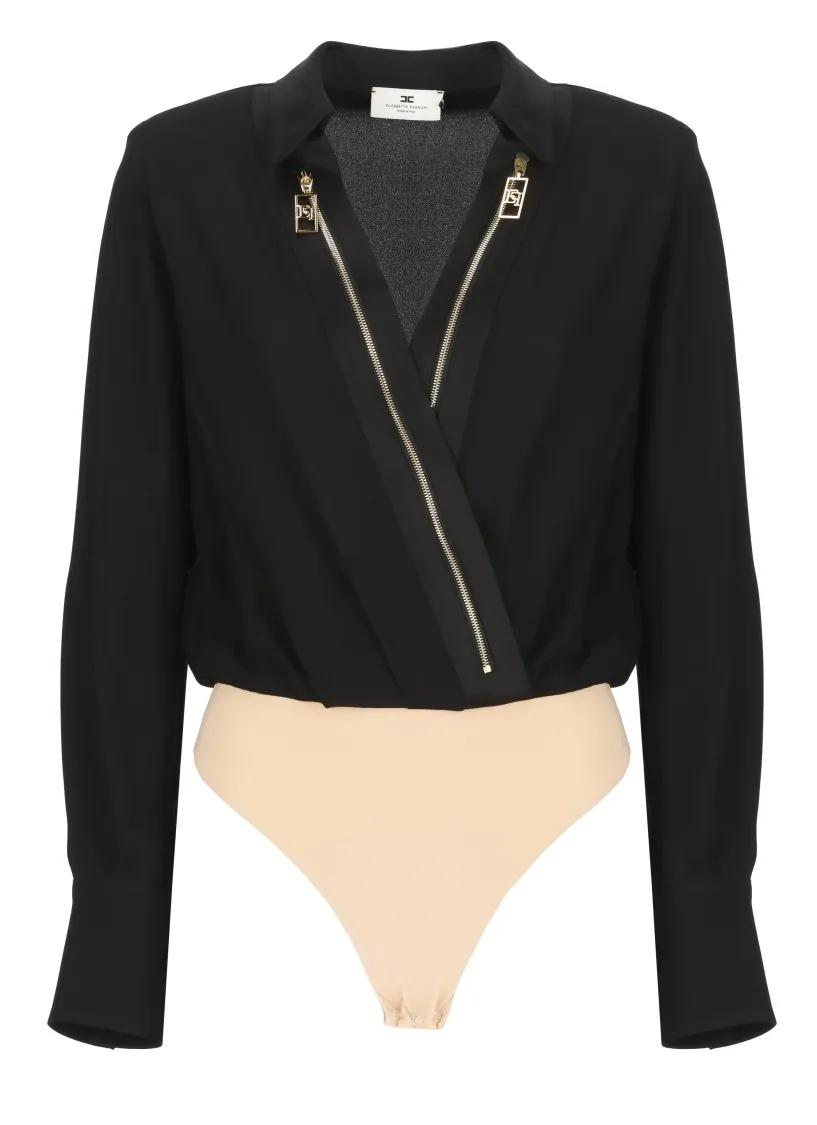 Elisabetta Franchi - Viscose Body Shirt - Größe 42 - schwarz