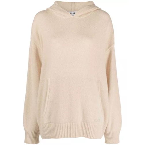 MSGM Beige Brushed-Effect Knitted Hoodie Neutrals 