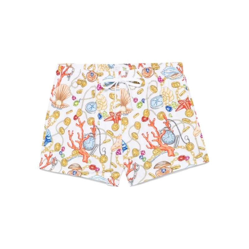 Moschino  Nautical Swim Shorts With Seashell Print White