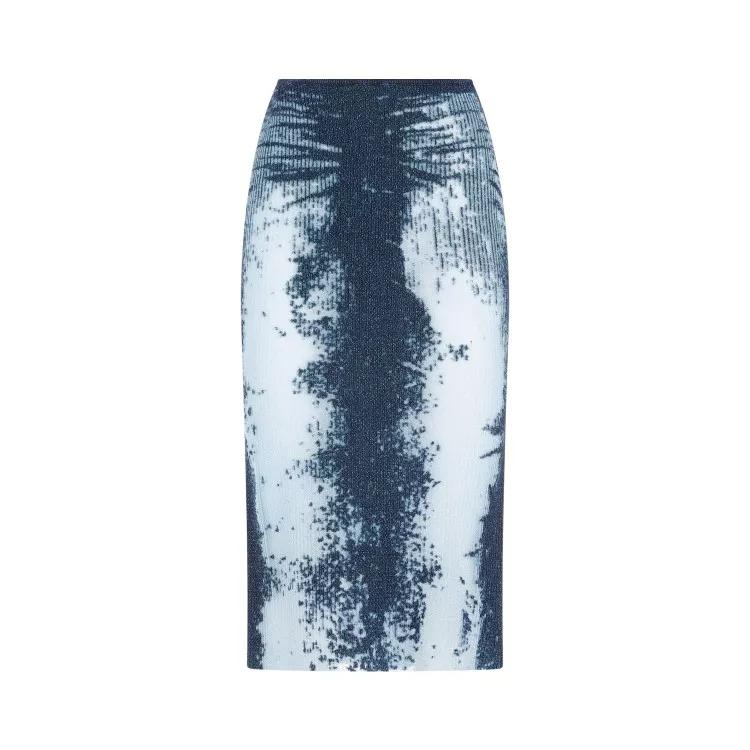 Diesel - Midi Skirt In Devoré Metallic Knit - Größe S - blue