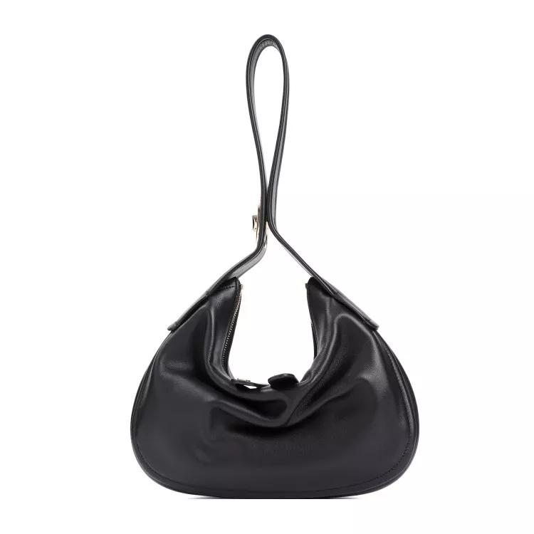 VALENTINO Shopper - Black Leather Go-Hobo Small Leather Bag - Gr. unisize - in Schwarz - für Damen