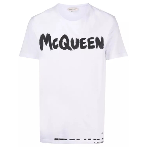 Alexander McQueen White Logo-Print Cotton T-Shirt White T-shirts