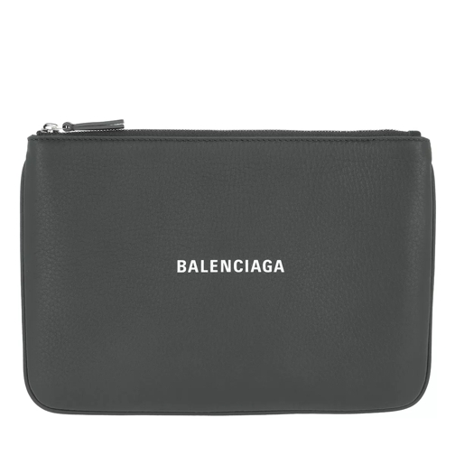 Balenciaga Logo Pouch M Leather Gris Fos/Blanc Make-Up Bag