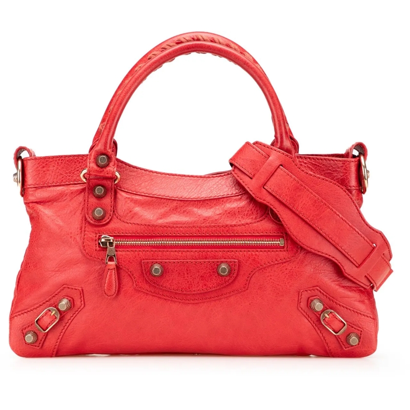 Balenciaga Schultertasche Lambskin Motocross Classic First Giant 12 Satchel rot