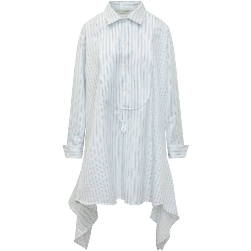 J.W.Anderson Robe midi Abito Camicia Side Knot con Motivo a Righe weiß