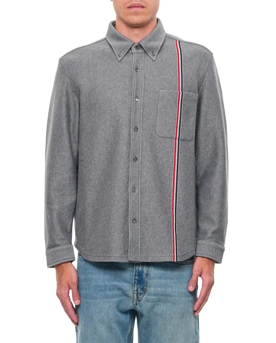 Thom Browne - Shirt Jacket In Double Face Knit - Größe 3 - grau