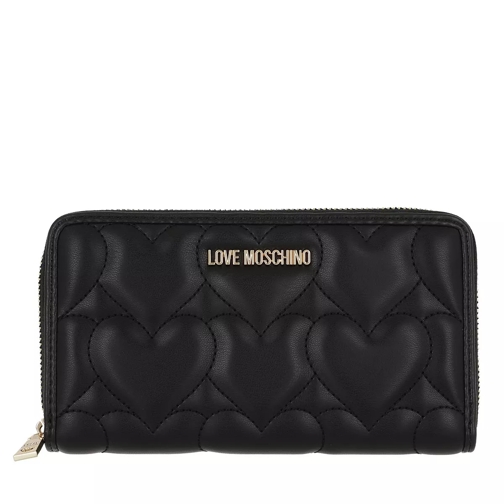 Love Moschino Portafogli Quilted Pu   Nero Portemonnaie mit Zip-Around-Reißverschluss
