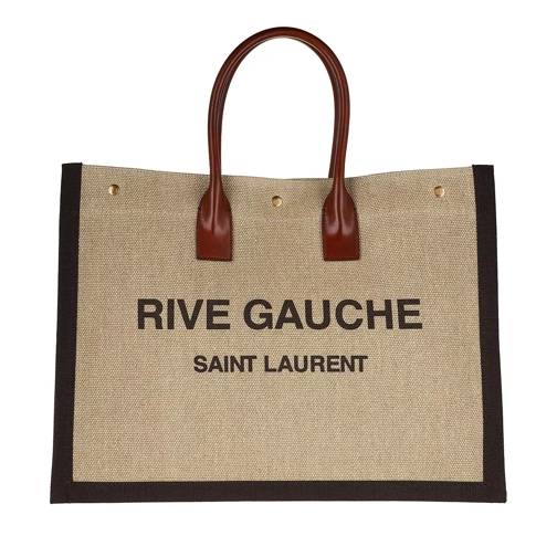 Saint Laurent Noe Tote Bag Natural/Dark Mud/Chocolate Rymlig shoppingväska