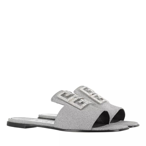 Givenchy 4G Sandals Sequined Leather Silver Slide