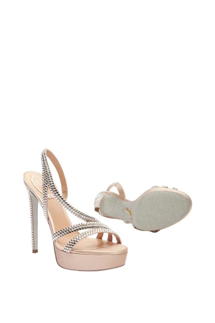Thumbnail - René Caovilla Sandalen - Lisa Nude Platform Sandal With - Gr. 37 (EU) - in Beige - für Damen