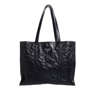 Prada Antique Nappa Large Tote Bag Black | Shopping Bag