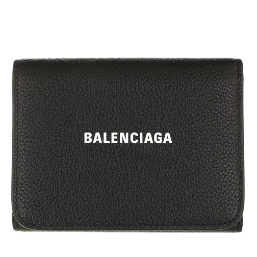 Balenciaga Cash Compact Wallet Black/White Tri-Fold Portemonnee