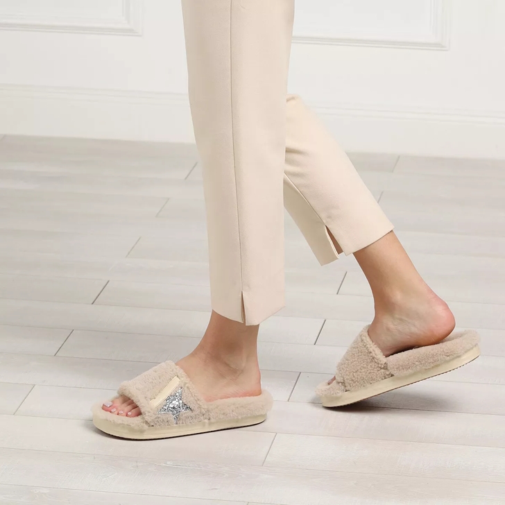 Golden Goose Poolstar Upper Slides Beige Silver Slide