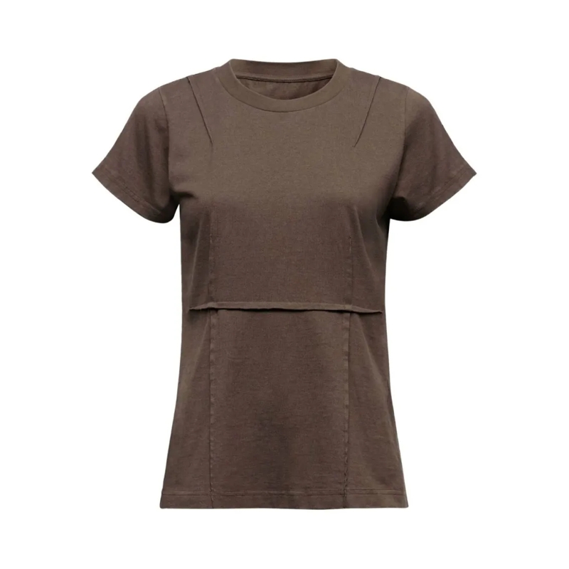 MM6 Maison Margiela T-Shirt Structured Brown Cotton T-Shirt With Seam Detailin Grey