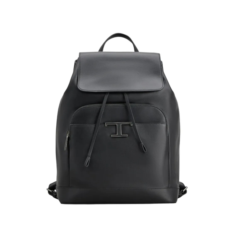 Tod's Rucksack Calfskin Leather Backpack With Subtle Logo Detail Black