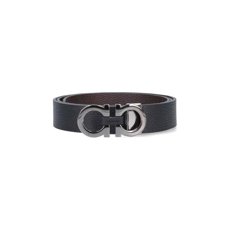 Salvatore Ferragamo Riem "Gancini" Reversible Belt Black Black