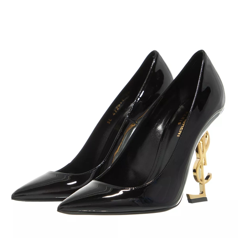 Saint Laurent Pumps Logo High Heel Pumps Leather Black