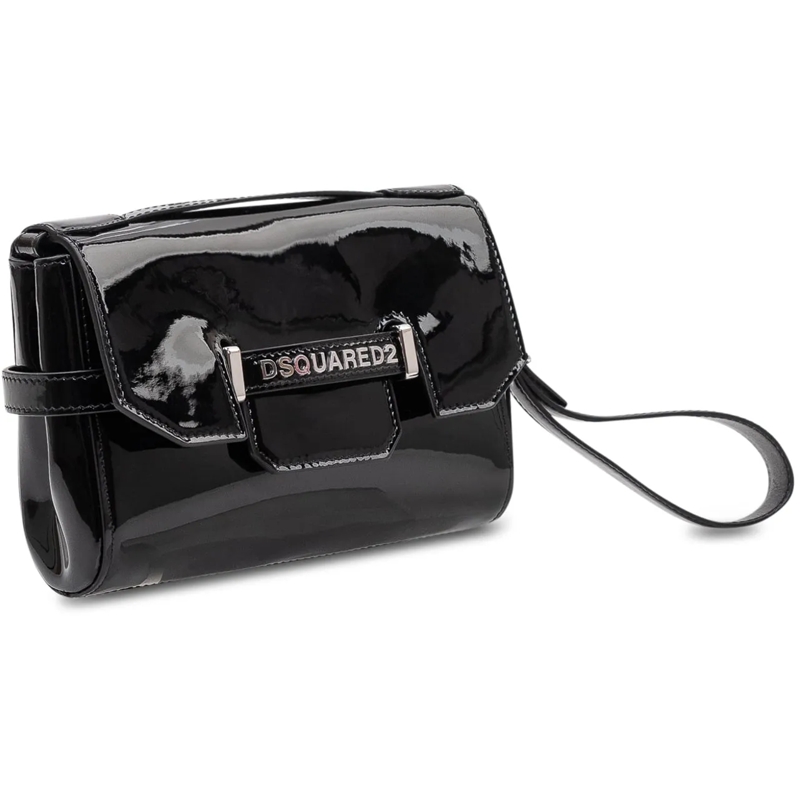 Dsquared2 Clutch Clutch in Vernice con Logo Metallico schwarz(Image 2)