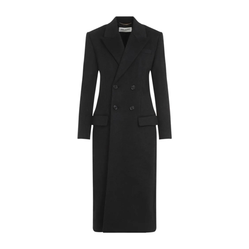 Saint Laurent Übergangsmäntel Anthracite Grey Long Coat Grey