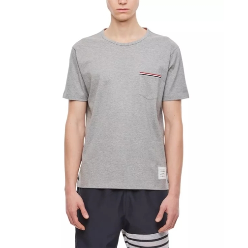 Thom Browne Ss Rwb Pocket Jersey Cotton T-Shirt Grey 