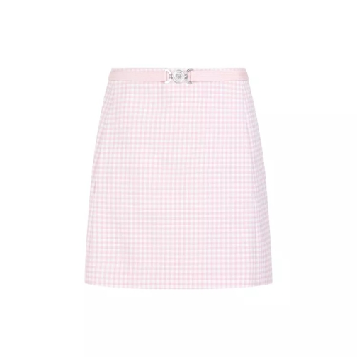 Versace Pastel Pink Virgin Wool Vichy Mini Skirt Pink 