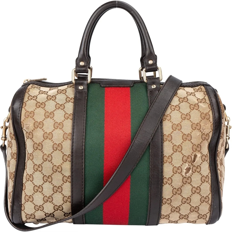 Gucci Schultertasche Gucci GG Monogram Boston Handbag braun