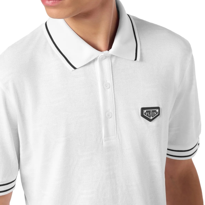 Philipp Plein Top Poloshirt Ss Monogram weiss(Image 5)
