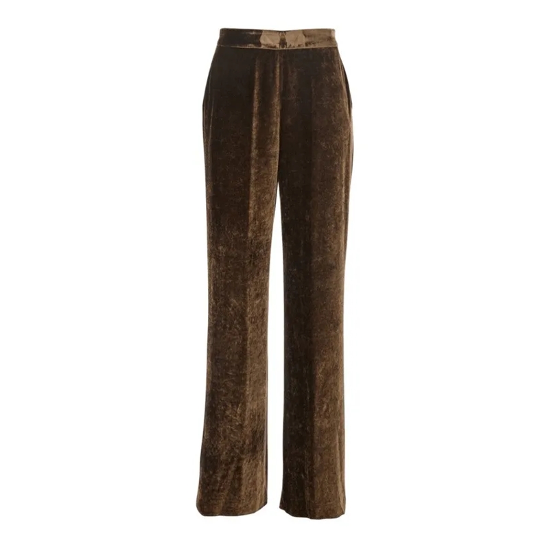 Etro  Velvet Blend Palazzo Pants With Elastic Waist Brown