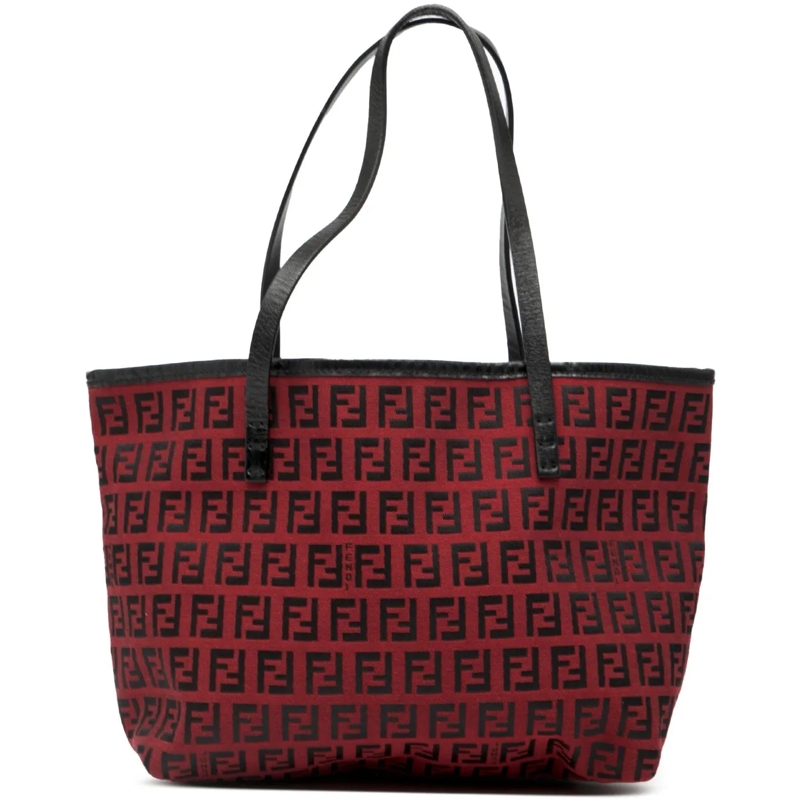 Fendi Shopper Zucchino Canvas Roll Tote rot