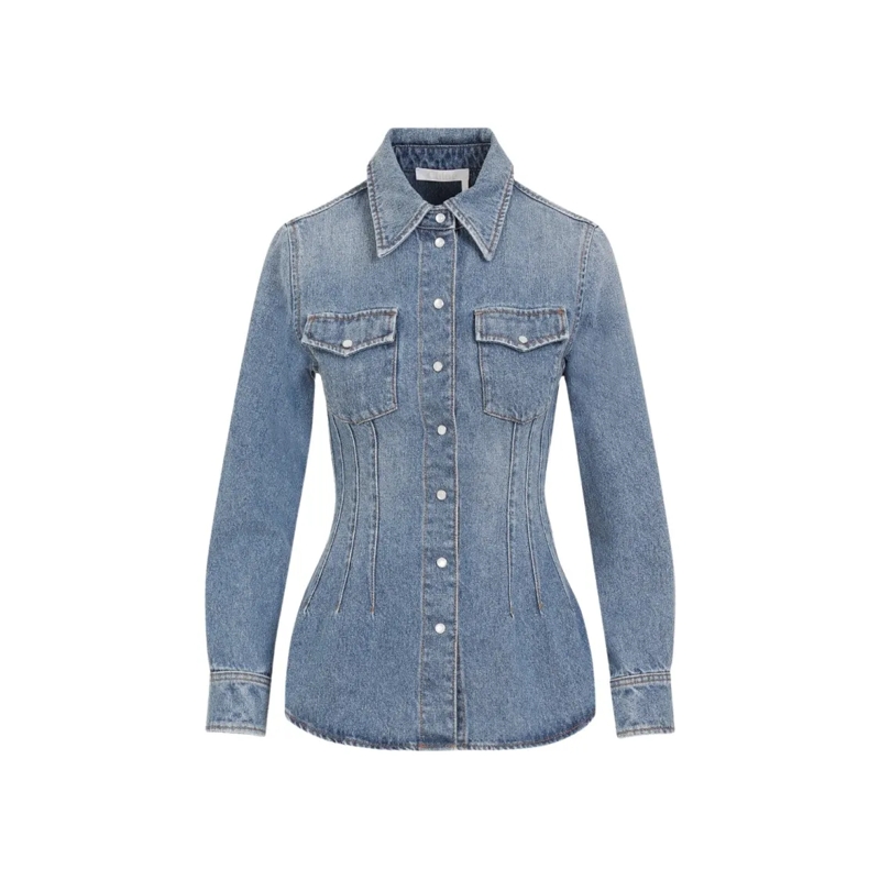 Chloé Hemd Foggy Blue Cotton Shirt Blue