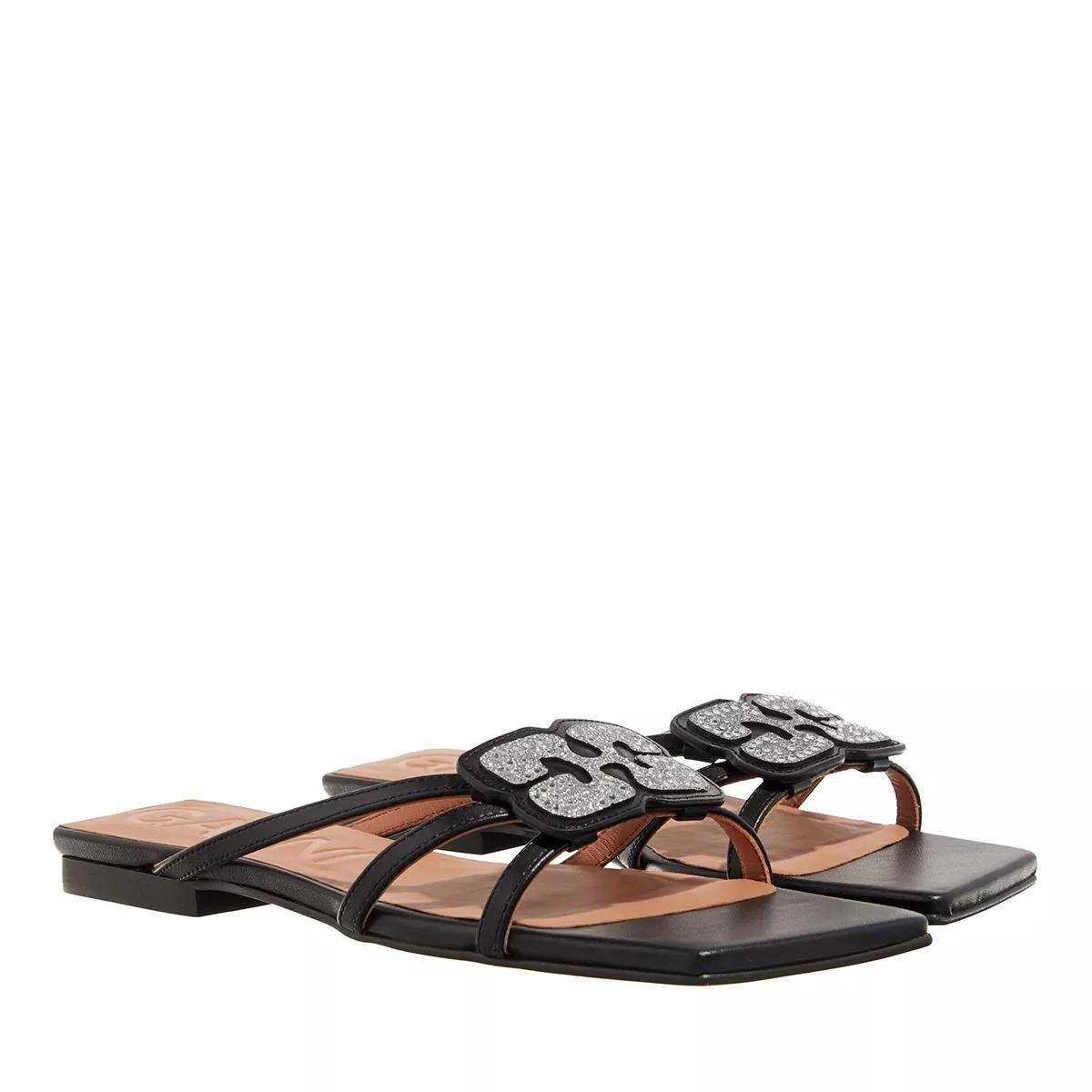 GANNI Sandalen & Sandaletten - Butterfly Strass Flat Sandal - Gr. 36 (EU) - in Schwarz - für Damen