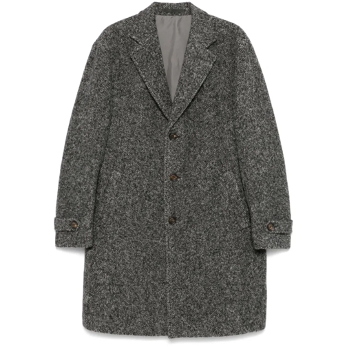 Eleventy Übergangsjacke Herringbone Coat With Front Button Fastening Grey