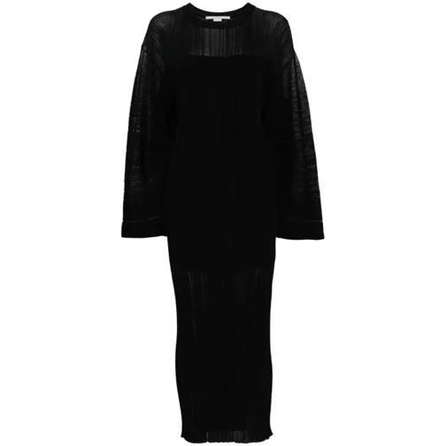 Stella McCartney Black Fine Ribbed Midi Dress Black 